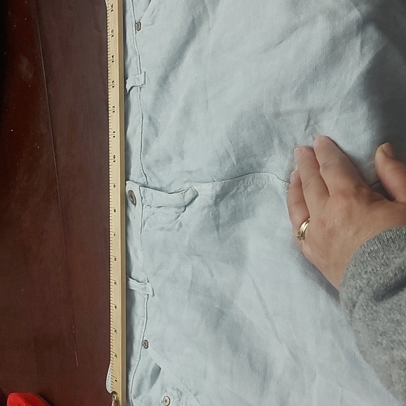 Poetry Linen Gray Straight Leg Pants Size 12 - Picture 7 of 8